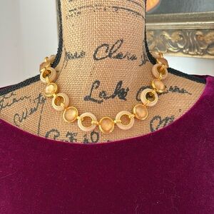 JULIE VOS CARNABY Stone Necklace Ivory 24k gold plated holiday designer luxury